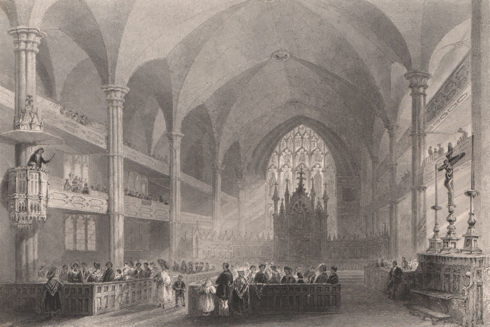 QUEBEC. Interior of Basilique Notre-Dame de Montréal. Cathedral. BARTLETT 1842